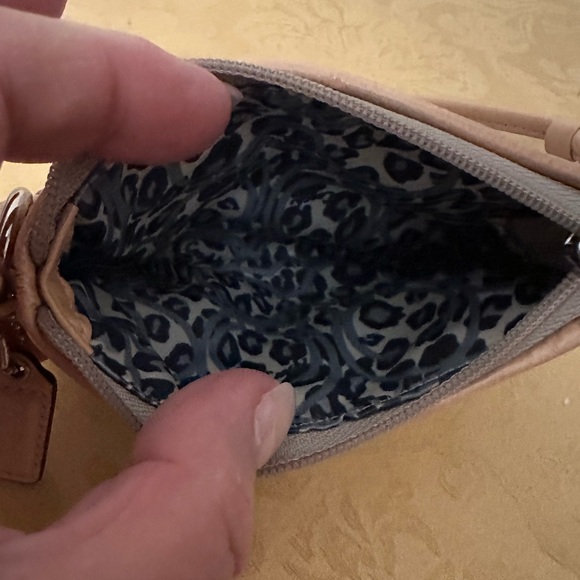 Coach Poppy Cream and Tan Satin Leather Wristlet - Picture 11 of 11